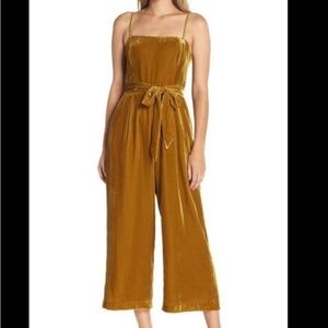 J. Crew Gold Velvet Jumpsuit Wide-Leg
